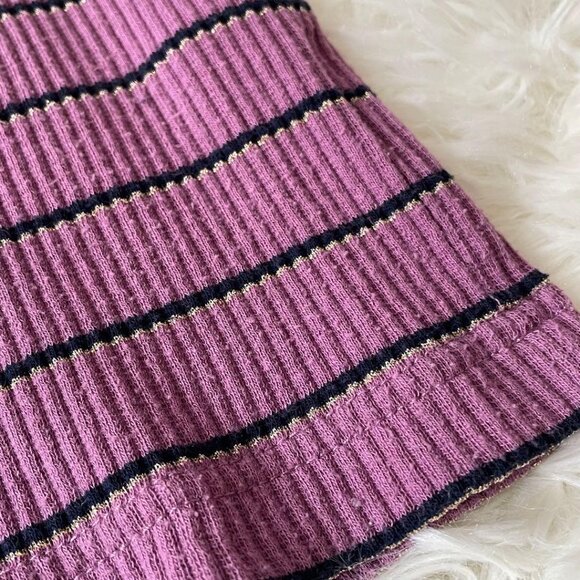 Mouss Purple Border Sleeveless Ribbed Knit Top - Picture 3 of 5